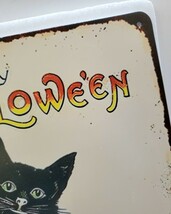 ブリキ看板　HANAKO　レトロ　猫の看板　L24　黒猫　ハロウィン　ウェルカムボード　パンプキン　Halloween　ガーデンオブジェ_画像6