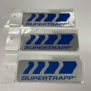 ★SUPER TRAPP スーパトラップ ステッカー 【3枚セット】 46x140mm《アルミヘアライン風》ACTIVE 003-0322