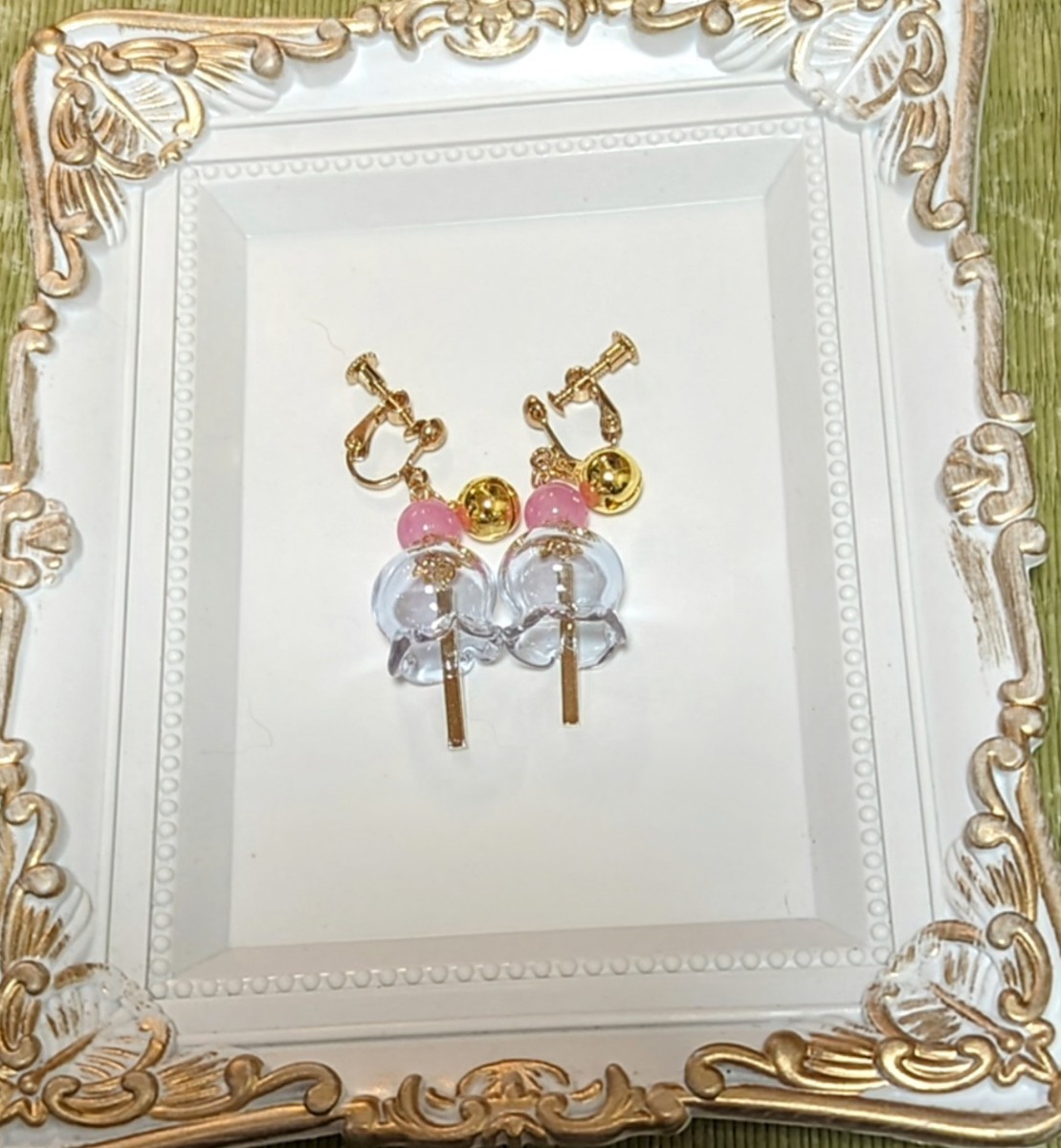 Windspiel Ohrringe handgemachte Perlen Kimono Yukata Sommer, handgefertigt, Accessoires (für Damen), Ohrringe, Ohrringe