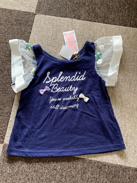 新品 キッズ女の子 シースルー 半袖Tシャツ ブラウス 120cm