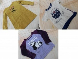 ei-2201　■　子供Tシャツ3枚　■ キッズ　女の子　トップス　Tシャツ　　サイズ130　長袖2枚半袖1枚　訳あり