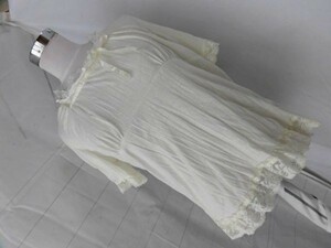 ei-1559　■　C.ROSJERE　■ レディース　カットソー その他の袖丈 L 白 衿袖裾のレースがおしゃれなカットソー