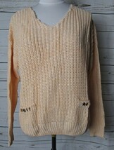 ei-73 ■ Vis ■ レディース　ニットセーター　長袖　ピンク　サイズＭ Ｖ襟編み込みセーター新品_画像1