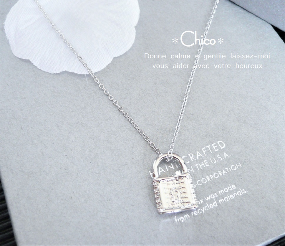 ◆44cm◆【Genuine Rhodium Chain】Silver Charm Padlock Simple Handmade Necklace ♪ ★Free Shipping for 2 or more items!★, Women's Accessories, necklace, pendant, Silver