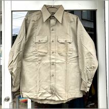 ★WASHINGTON DEE CEE　デッドストック　70s　USA製　コットン　長袖 ワークシャツ　15 1/2★ アメリカ ビンテージ カーキ 古着 ネルシャツ_画像1