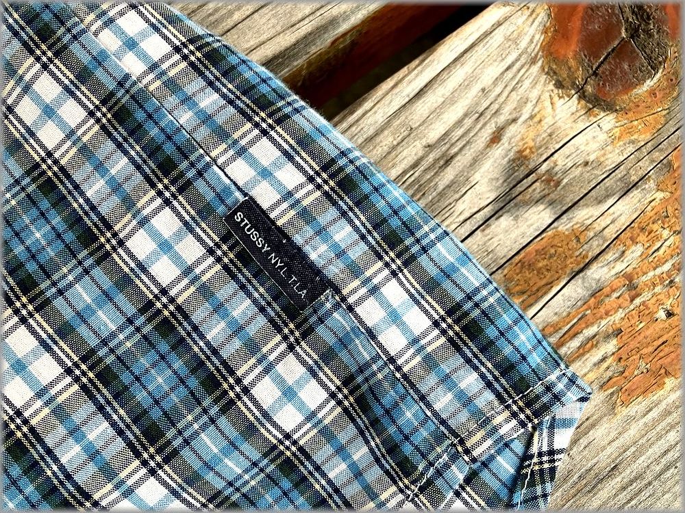 ☆STUSSY ステューシー 90s USA製 紺タグ チェック柄 半袖シャツ size