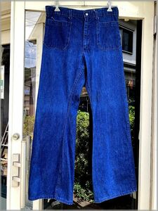 ★navdungaree　60s 70s　濃紺デニム　ミリタリー　セーラーパンツ　フレア　W88cm位★検 米軍 US NAVY ネイビー ビンテージ ブーツカット