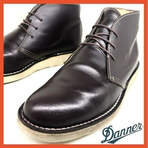 即決 Danner ダナー メンズ 8.5 26.5cm レザーワークブーツ プレーントゥ チャッカ ショート カジュアル アメカジ 本革 本皮 革靴 人気 茶