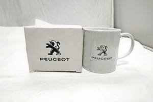 未使用 PEUGEOT マグカップ 白 ロゴ 箱付き 販促品 非売品 ノベリティ プジョー