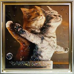 Art hand Auction لوحة فنية متلألئة على شكل قطة مقاس 41 × 41 سم من Crystal Art My Heart اسأل IN, العناصر اليدوية, الداخلية, بضائع متنوعة, لوحة, نسيج