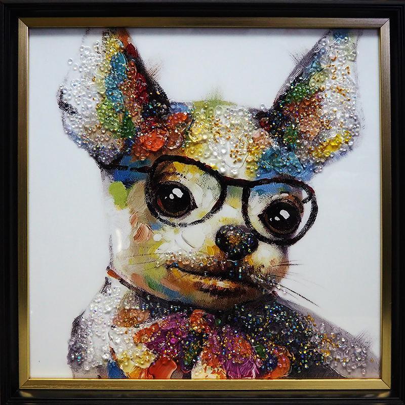 Crystal Art Ellie 328, 41 x 41 cm, Chihuahua, süß, stilvoll, funkelnd, wunderschön. Fragen Sie uns, Kunstwerk, Malerei, Andere