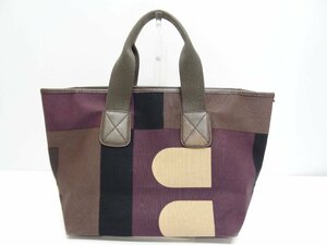 BALLY バリー ブースベイ トートバッグ キャンバス×レザー パープル×ブラウン ハンドバッグ Bally BOOTHBAY ☆P