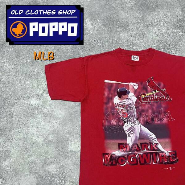 MLB☆マークマグワイアプレイヤーフォトプリントTシャツ 90s レッド