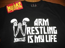 MOBSTYLE MOBAT TOKYO モブスタイル モバット ARAM WRESTLING IS MY LIFE アームレスリング Tシャツ BLK S 使用僅 美品/格闘技ストリート_画像3