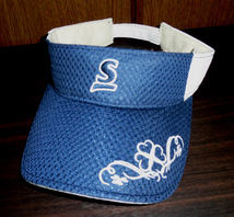 SRIXON スリクソン サンバイザー レディース ウイメンズ 女性用 刺繍ロゴ&デザイン NVY-WHT F(54-58) 使用少 美品/ゴルフ帽子キャップ _画像1