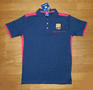 FCBARCELONA FCバルセロナ HOLIPROM POLO 半袖 ポロシャツ FCB オフィシャル品 刺繍ロゴ NVY-BUG S 紙タグ付 未使用品