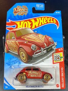 ホットウィール HOTWHEELS VOLKSWAGEN BEETLE フォルクスワーゲン ビートル LOVE 2021 赤 USカード