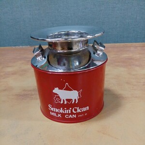 Smokin' Clean MILK CAN ミルクカン 灰皿 高さ11cm×幅10.7cm レトロ アンティーク 当時物 中古 長期保管