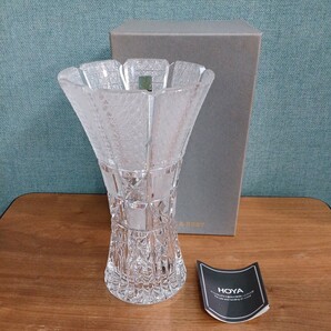 HOYA CRYSTAL クリスタルガラス フラワーベース CFS423D ポーランド製 保谷ガラス 花瓶 花器 花入れ インテリア 置物 未使用 長期保管品の画像1