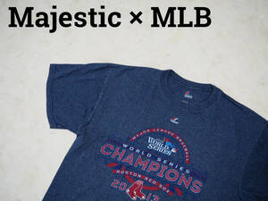 ☆送料無料☆ Majestic マジェスティック USA直輸入 古着 半袖 MLB BOSTON REDSOX ボストン・レッドソックス Tシャツ メンズ L ネイビー