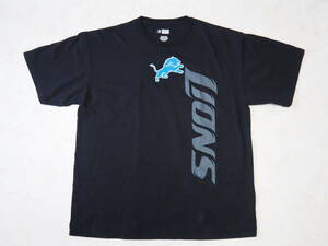 ☆送料無料☆ NFL TEM APPAREL USA直輸入 古着 半袖 DETOROIT LIONS デトロイト・ライオンズ Tシャツ メンズ XL ブラック トップス 中古