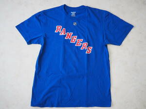 ☆送料無料☆ Reebok リーボック USA直輸入 古着 半袖 NHL NEW YORK RANGERS ニューヨーク・レンジャース Tシャツ メンズ L ブルー 中古