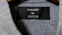 カバンドズッカSプルオーバーシャツCABANE de ZUCCA刺繍 ズッカ 半袖シャツ 日本製 プリーツ ボタニカル ブルー グレー ブロード 綿100%_画像5