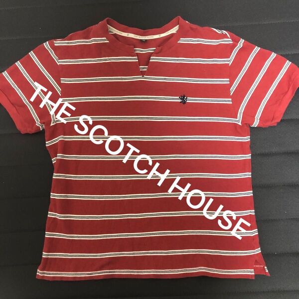 THE SCOTCH HOUSE ノーカラースキッパーシャツ カットソー ノーカラーポロシャツ 半袖Tシャツ