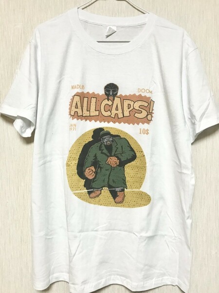 MAD VILLAIN MF Doom エムエフ ドゥーム Tシャツ ラッパー Madlib USA 90s HipHop KMD stones throw ヒップホップ ホワイト white