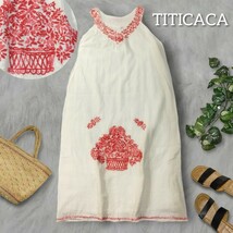 13 【TITICACA】 チチカカ 刺繍 ゆったり ノースリーブ ロングワンピース F ホワイト 白 花刺繍 アジアン エスニック コットン レディース_画像1