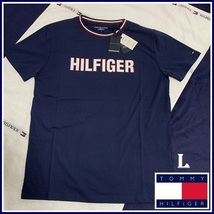 どの角度からも目を惹く首元のトリコロール Ｔシャツ　ネイビー　Lサイズ　TOMMY HILFIGER #ngTOMMY_画像1