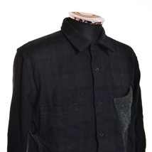 〇468455 CASH CA カシュカ ●ウールシャツ 長袖 ブラックウォッチ サイズL メンズ 日本製 ネイビー グリーン チェック_画像5
