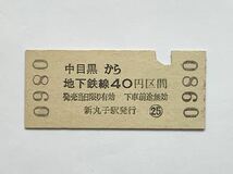 【希少品セール】東京急行電鉄 営団地下鉄日比谷線連絡乗車券(新丸子→中目黒経由40円区間) 新丸子駅発行 0860_画像2