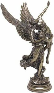翼のある名声と天使の神話置物彫像 ブロンズ風仕上げ 高さ 約31cm 貴賓室 社長室 アート工芸 クラシック彫刻 プレゼント贈り物 輸入品