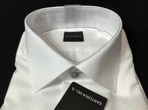 (未使用) SARTORIA DEL G. // SLIMBODY 長袖 シャドー格子柄 細身 シャツ・ワイシャツ (白)サイズ 43-84 (LL)_画像4