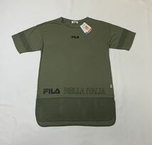 (未使用 レディース) FILA フィラ // UVカット 半袖 メッシュ切替 プリント カットソー・チュニック (グリーン系カーキ) サイズ L_画像1