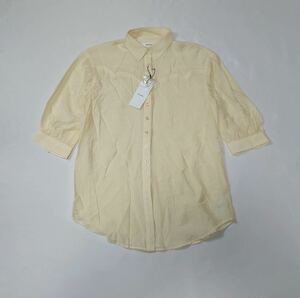 ( unused lady's ) MOUSSY Moussy // 7 minute sleeve shirt * blouse ( light yellow group ) size F (M rank )