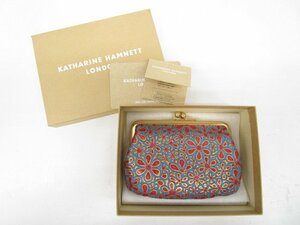 [即日発送]★美品★ KATHARINE HAMNETT LONDON キャサリンハムネット がま口コインケース KHP281 牛革 小銭入れ 花柄 ワイン 331