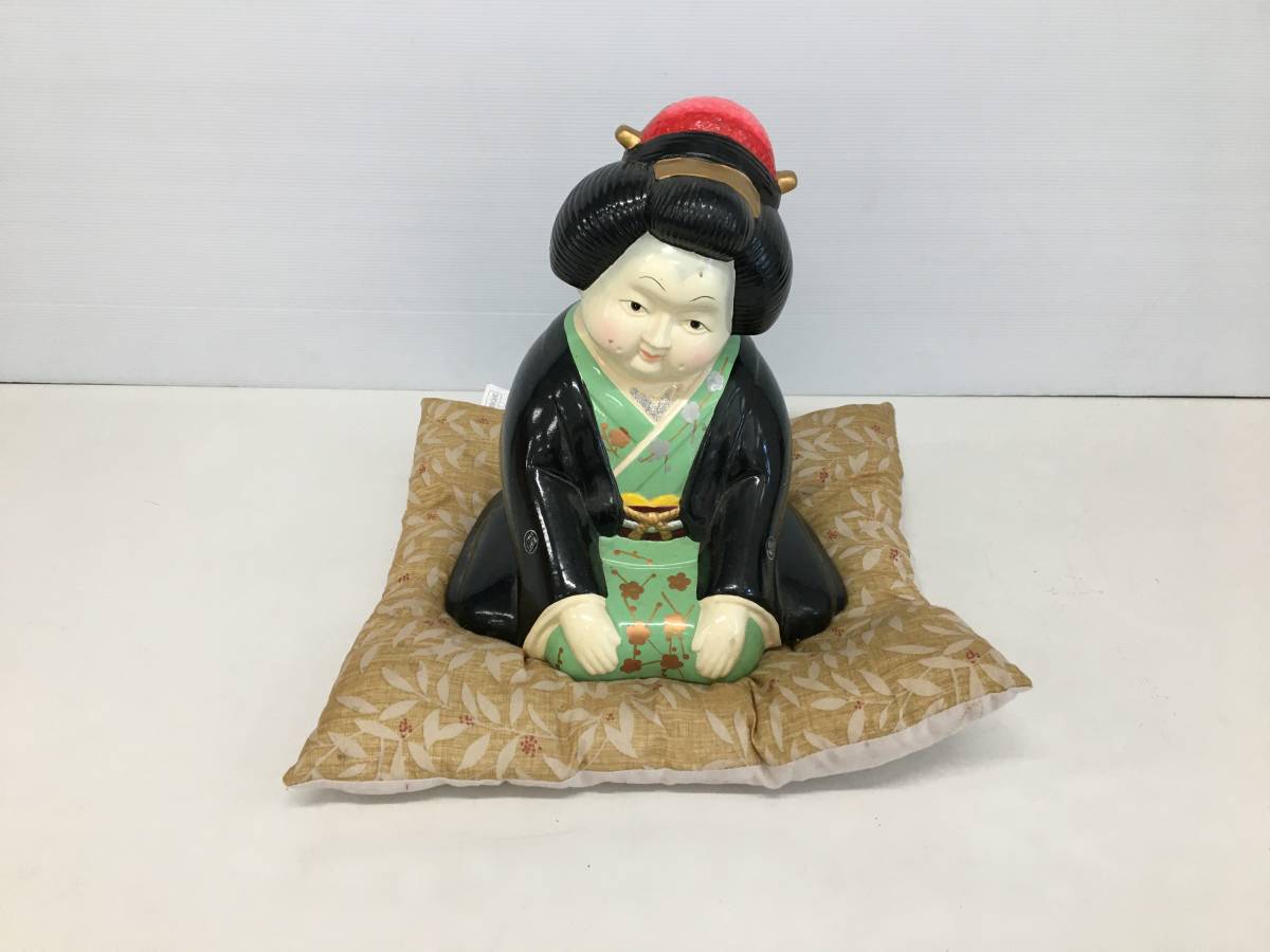 ○e1491 鵤幸右衛門 お福人形 高さ14cm 人形屋 幸右衛門 伏見人形 木