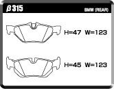 ACRE アクレ ブレーキパッド レーシングプロ リア用 BMW 3シリーズ (E46) 318Ci AL19 AY20 H12.3～H17.4 FR 1.9/2.0L クーペ_画像2