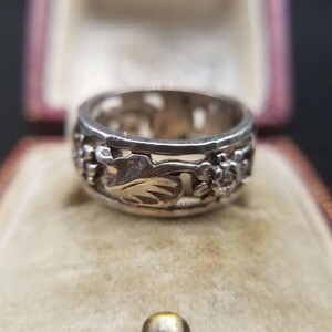 ND печать Vintage частота кольцо sterling серебряный 925... ювелирные изделия a-ru декоративный элемент Showa Retro кольцо AU9