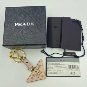 【中古】PRADA 1PP128 キーリング＜キーホルダー＞ バッグ チャーム ゴールド金具 ピンク レディース プラダ