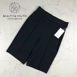 新品未使用 BEAUTY&YOUTH UNITED ARROWS ユナイテッドアローズ センタープレス ハーフパンツ ボトムス レディース 黒 サイズS*EC215