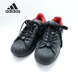 adidas アディダス 24.5 スニーカー スーパースター スパンコール レースアップ エナメル 黒 ブラック/EC260