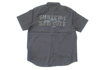 (L)Supreme CROC PATCH S/S WORK SHIRTシュプリームクロスパッチワーク半袖シャツ黒_画像1