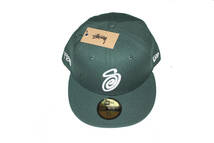 STUSSY CURLY S NEW ERA DK GREEN 7 5/8_画像1