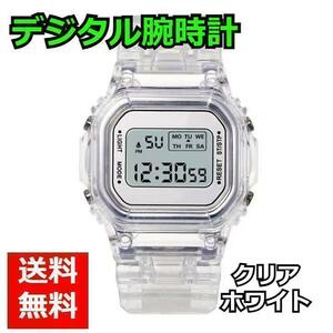  digital wristwatch Korea clear white skeleton transparent watch see-through oru tea n