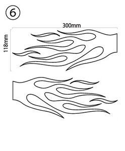 自作カッティングステッカー ファイヤーパターン 左右セット 炎 火 ⑥ 118×300mm ネコポス対応可能 ステッカー商品同梱可 新品[S-23]