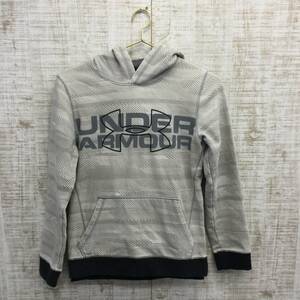 M47☆UNDER ARMOUR/アンダーアーマー フードパーカー グレー YLG 150 キッズ 古着