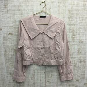 M48☆w closet/ダブルクローゼット 長袖ブラウス シャツ 麻混 Fサイズ ピンク系 レディース 古着